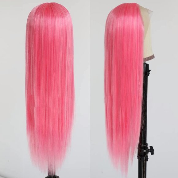 Straight Pink T Part Lace Front Wigs - Picture 3 of 5